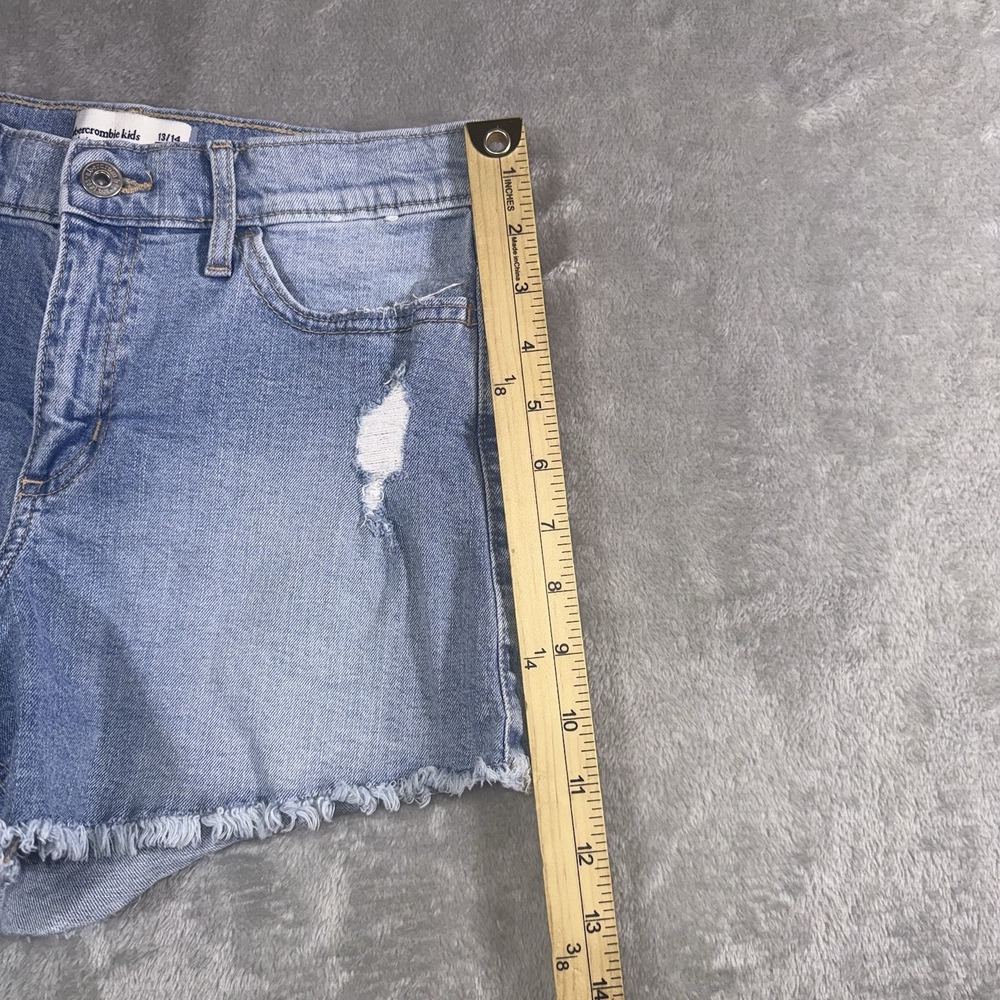 Abercrombie Kids Girls Light Wash Blue Denim Shorts Mid-Rise 13/14 Beachy‎ Coast - Picture 3 of 7